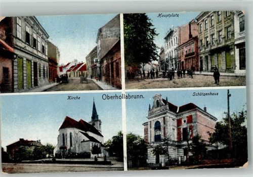 2014 Hollabrunn Foto AK Schützenhaus Hauptplatz Kirche Rückseite Werbung Zigarrenfabrik Tom