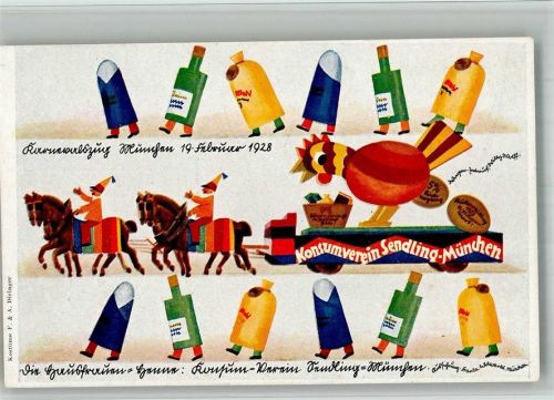 München 1928 Festkarte Fschingszug Komsumverein Sendling