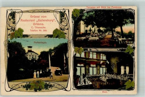 Grimma 1916 Gasthaus Galtersburg Saal Terrase Garten