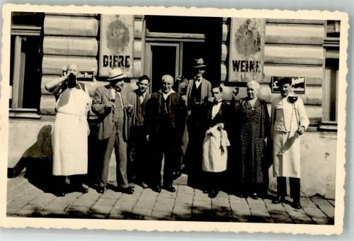 Wien Ort handschriftlich Gasthaus Gruppenfoto