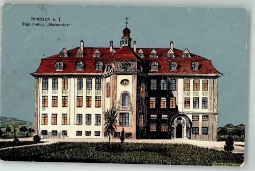 84359 W8346 Simbach a. Inn 1912 Künstlerkarte ERngl. Institut Marienhöhe Atelier E. Felle-Isny Künstlerkarte "Mondnacht"
