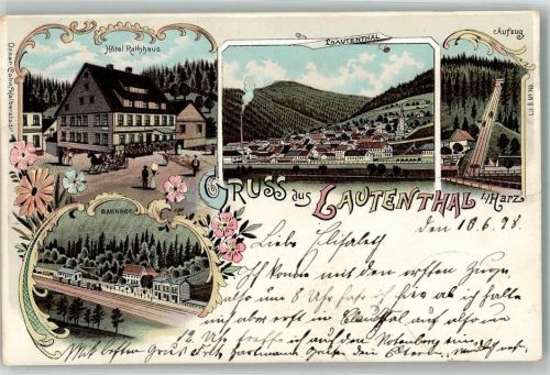 Lautenthal 1898 Der Aufzug Bahnhof Hotel Rathaus