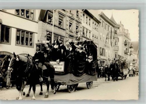 Konstanz Konstanzer Fastnacht Umzug Mottowagen Neunerrat Privatfoto AK Ort handschriftlich