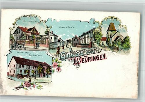 Wedringen Lithographie Gasthaus zum Stern Villa Bussmann Dorfstraße