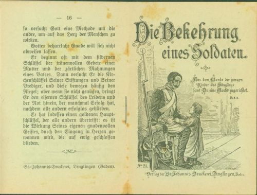 Lahr Geschichte Die Bekehrung eines Soldaten Nr 21 12 Seiten Verlag der St. Johannis Druckerei Dinglingen