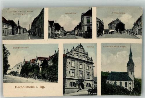 Herbolzheim Rathaus Ev. Kirche Hauptstrasse Eisenbahnstrasse