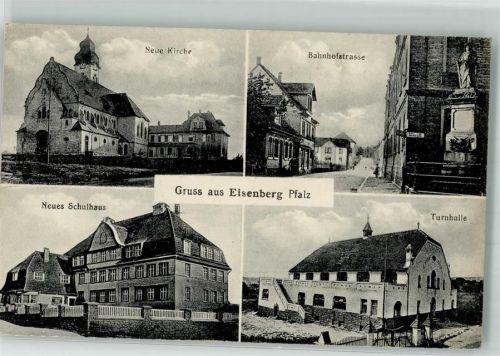 Eisenberg Neue Kirche Bahnhofstraße Neues Schulhaus Turnhalle