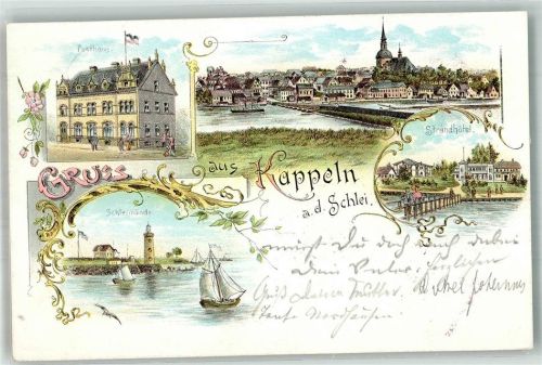 Kappeln 1898 Schleimünde Leuchtturm Post Strandhotel
