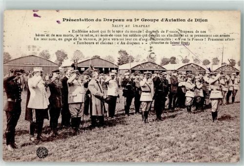Dijon 1915 Presentation du Drapeau au 1. Groupe d`Aviation Uniform Soldat Militär