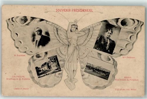 Mezin Herr und Frau Fallieres Villa Natale du Präsident Loupillon Resideuce de Fallieres Schmetterlung Jugendstil
