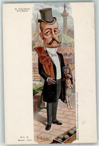 M. Waldeck-Rousseau Politiker Dritte Republik Karikatur sign. Moloch , Lebkuchen