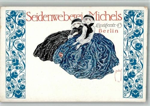 Berlin Mitte Werbung Seidenweberei Michels sign. Ernst Deutsch Plakatgestalter
