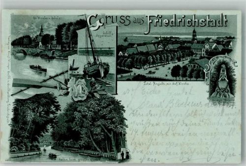 Friedrichstadt 1900 Kriegerdenkmal Im grossen Garten Schiffs-Reparatur Ev. Kirche Rosenknospe