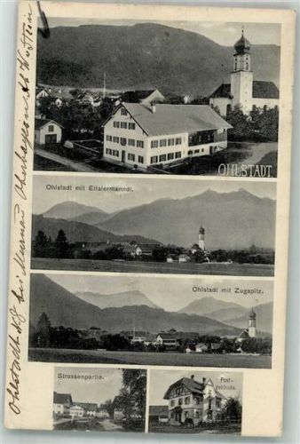Ohlstadt 1910 Zugspitze Post Kirche St. Laurentius