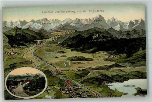 Farchant Vogelschau Farchant und Umgebung Alpen Garmisch-Partenkirchen Staffel-See Wörth