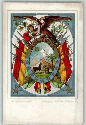 Bolivien Wappen Nr. 68 Kunstverlag Paul Kohl Chemnitz