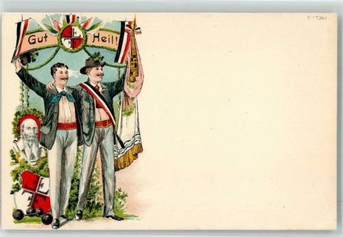 Gut Heil Fahnenträger Verlag Bruno Bürger u. Ottillie 3309 Turnvater Jahn Lithographie / Künstlerkarte
