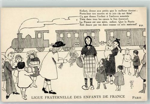 Ligue Fraternelle des Enfants de France sign. Eisenbahn AK