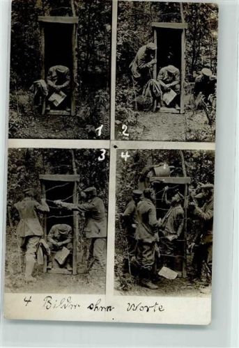 1917 Soldaten Toilettenhaus 4 Bilder ohne Worte