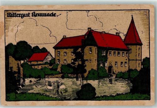 45525 W4320 Hattingen , Ruhr Gebrauchsspuren Rittergut Kemnade Schwan Künstlersteindtuck