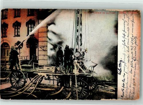 New York City 1908 Löscharbeiten Water Tower in Action