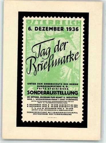 Wien 1936 Tag der Briefmarke Verband Österreichischer Philatelisten-Vereine