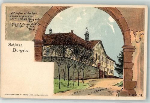 W7846 Schliengen Schloss Bürgeln AK Daur, H. 1898 Lithographie / Künstlerkarte