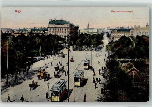 Riga 1909 Alexanderboulevard Straßenbahn