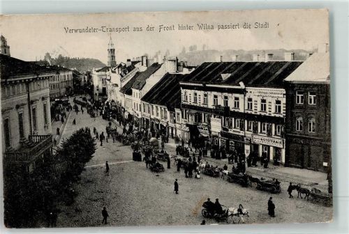Wilna 1916 Verwundeter Transport aus der Front passiert die Stadt
