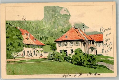 79874 W7821 Breitnau 1898 Lithographie Pension Posthalde Adelskorrespondenz