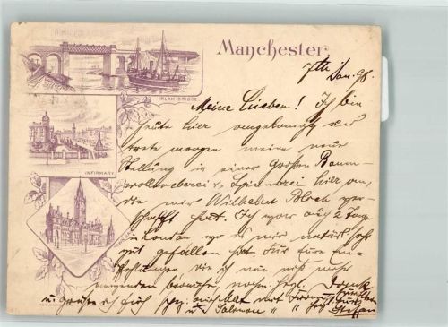 Manchester 1898 Town Hall Infirmary Irlam Bridge