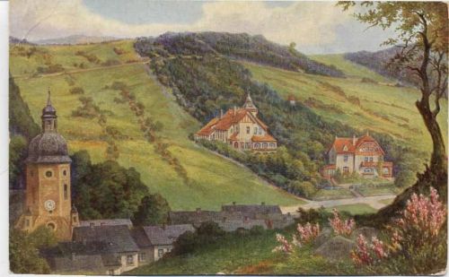 1910 Geising, Genesungsheim der AOK Meißen, Künstler-AK,Reinhard Rothe
