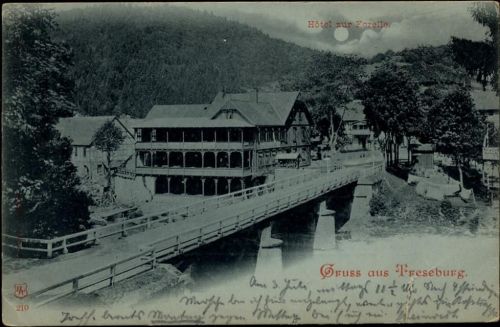 1898 Treseburg, Hotel zur Forelle, Brücke