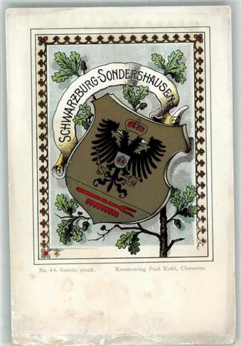 Sondershausen Schwarzburg Wappen Adler Schwarz Krone Künstlerkarte