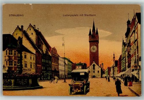 Straubing 1919 Auto Ludwigsplatz Stadtturm
