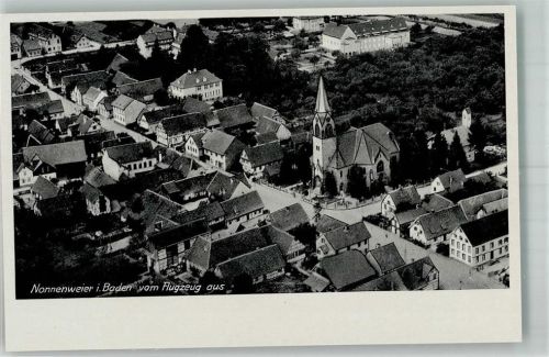 77963 W7635 Nonnenweier , Oberrhein 1940 Foto AK Fliegeraufnahme