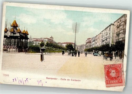 Santander 1908 Straßenbahn Calle de Calderon Marke bildseitig