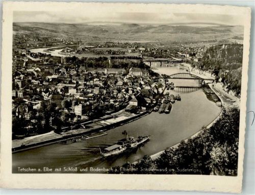 Decin 1941 Schloss Elbe Schäferwand
