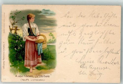 Lichtenstein 1901 sign. van Riesen s´Bärbele Künstlerkarte