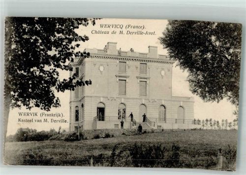 Wervik 1917 Schloss de M. Derville-Avot Feldpost WK I III.Bat. Art.Regt. 10.Batt.