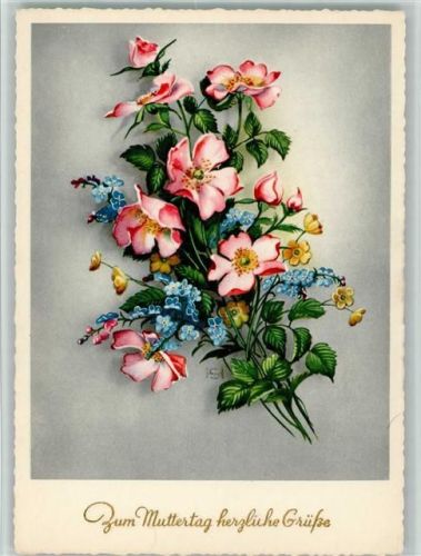 Vergissmeinnicht und rosa gelbe Blumen AKU2