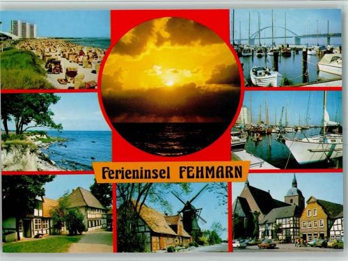Fehmarn Fehmarnsundbrücke Windmühle Kirche St. Nikolai Strand Steilküste Sonnenuntergang