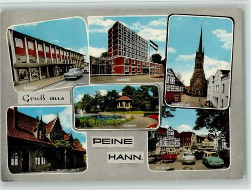 31224 W3150 Peine - Bahnhof Rathaus Jakobi Kirche Stadtpark Heimatmuseum Am Markt Autos