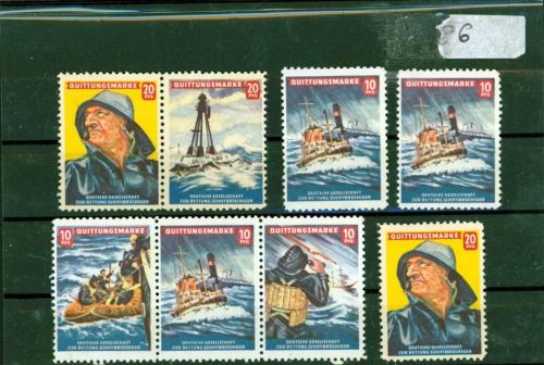 Seenotrettung Lot mit 8x Vignetten mit doppelten; gute Erhaltung