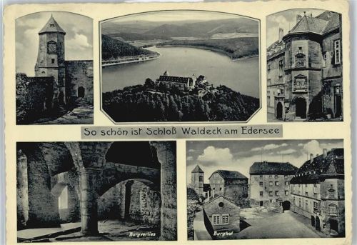 Edersee Schloss See Baum Gesamtansicht