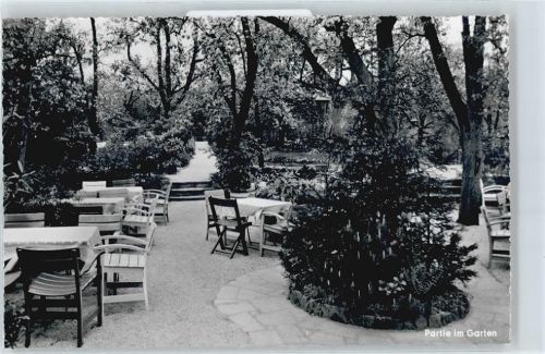 Schneidhain Gaststätte Rothenbächer Garten Tisch Baum Stuhl