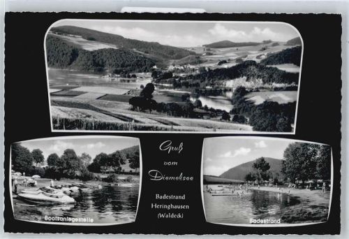 Diemelsee See Strand Boot Feld Berg