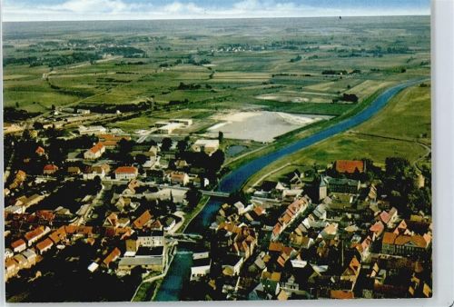 Lüchow Fliegeraufnahme Gesamtansicht Fluss Brücke Haus Baum Feld