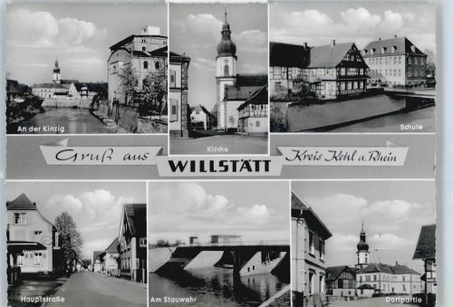 Willstätt Kirche Schule Fluss Brücke