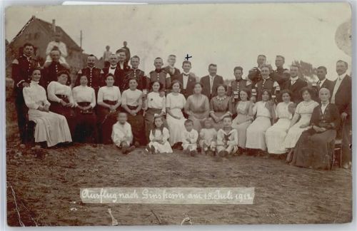 Ginsheim-Gustavsburg Fotokarte, Ausflug nach Ginsheim 1912, gel. 28.08.12